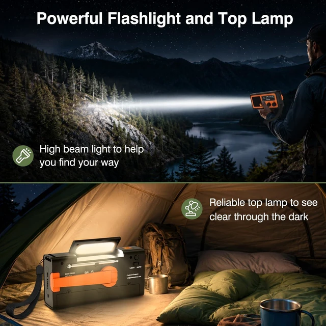 Alt view image 7 of 7 - NOAA Emergency Radio Weather Alert with Hand Crank Solar | Radios Portable AM FM, Rechargeable Battery for Input/Output, SOS Alarm, Flashlight & Lamp, for Home Outdoor Camping