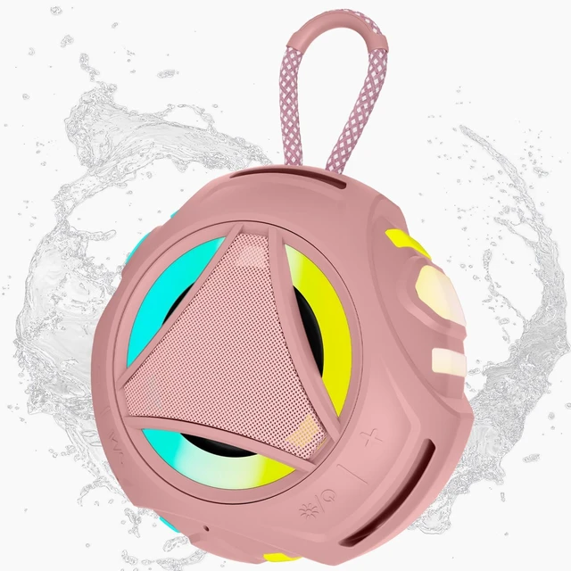 Main image of Bluetooth Shower Speake WaterproofPortable Outdoor Bluetooth Speake with RGB LightsIPX67 FloatingBuilt-in Mic24Hrs PlaytimeTrue Wireless StereoGifts for Teens Boy Girls Women Men - Pink