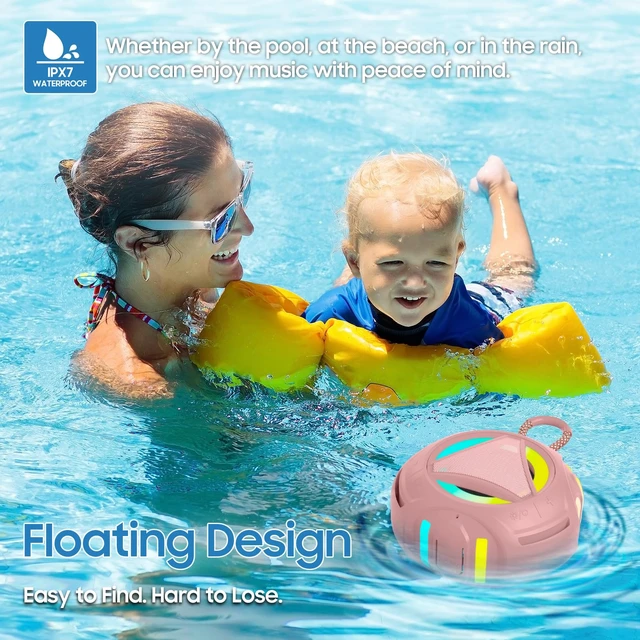 Alt view image 2 of 7 - Bluetooth Shower Speake WaterproofPortable Outdoor Bluetooth Speake with RGB LightsIPX67 FloatingBuilt-in Mic24Hrs PlaytimeTrue Wireless StereoGifts for Teens Boy Girls Women Men - Pink