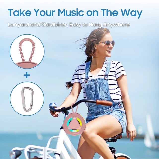 Alt view image 4 of 7 - Bluetooth Shower Speake WaterproofPortable Outdoor Bluetooth Speake with RGB LightsIPX67 FloatingBuilt-in Mic24Hrs PlaytimeTrue Wireless StereoGifts for Teens Boy Girls Women Men - Pink