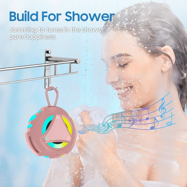 Alt view image 3 of 7 - Bluetooth Shower Speake WaterproofPortable Outdoor Bluetooth Speake with RGB LightsIPX67 FloatingBuilt-in Mic24Hrs PlaytimeTrue Wireless StereoGifts for Teens Boy Girls Women Men - Pink