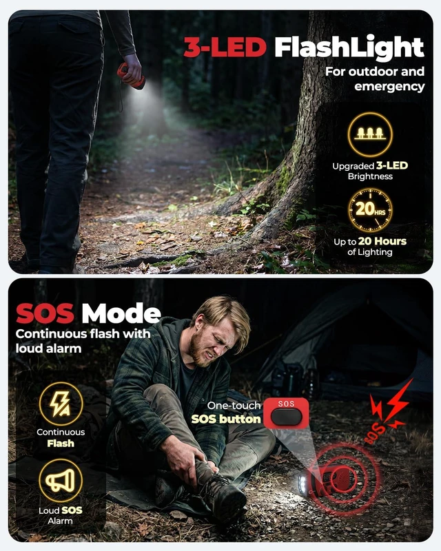 Alt view image 5 of 7 - Emergency Hand Crank Radio 7400mWh with 3 LED Flashlight, AM/FM/NOAA Portable Weather Radio with Built-in 2000mAh Battery, Solar Powered Radio for Indoor Outdoor Survival Camping, SOS Alarm