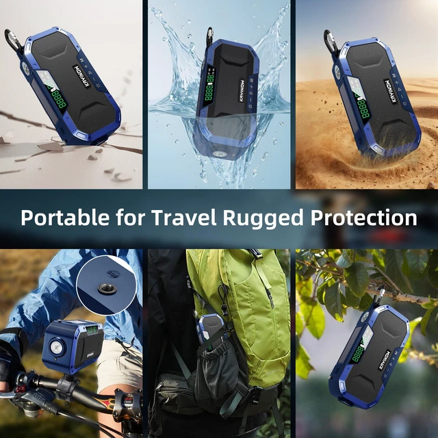 Alt view image 6 of 7 - Emergency Weather Radio with Bluetooth,AM/FM/NOAA,Survival Radio Solar Crank,5000mAh Battery Power,IPX5 Waterproof,Portable and Shock-Resistant,Flashlight and SOS for Home Outage Storm Emergencies