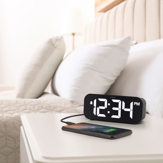 Alt view image 7 of 7 - 617-714 Black Insta-Set Digital LED Alarm Clock with Bluetooth Technology