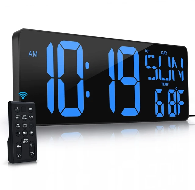 Main image of 17.2"Large Digital Wall Clock Large Display with Remote Control 180°Visible | Timer with Temperature Date Week Auto DST Adjustable Brightness,for Living Room Classroom Garage Gift for Senior Mom Dad