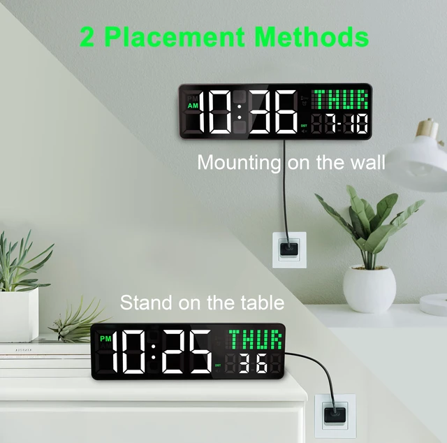 Alt view image 4 of 6 - 12" Digital Gym Clock with Seconds, Workout Timer for Home Gym | Voice Prompt Interval Timer, 4 Training Alarms, Remote Control, HIIT countdown clock, for home gym, garage, classroom, office