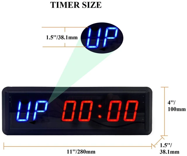 Alt view image 2 of 7 - LED Interval Timer Count Down/Up Clock Stopwatch with Remote for Home Gym Fitness Blue