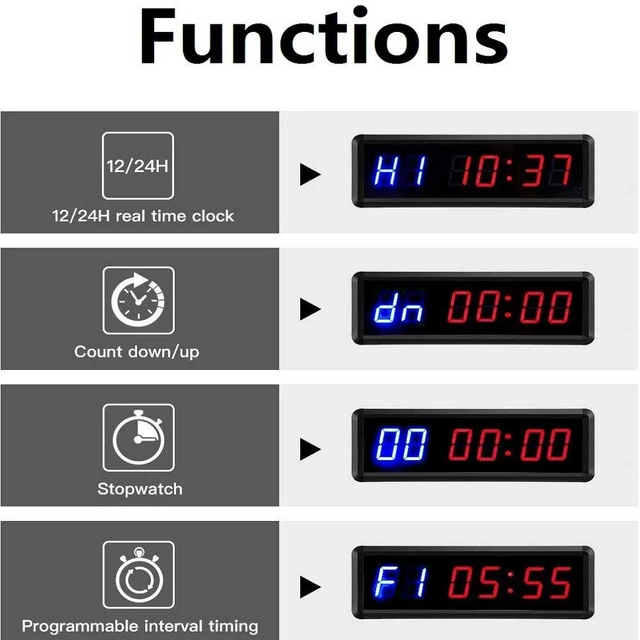 Alt view image 3 of 7 - LED Interval Timer Count Down/Up Clock Stopwatch with Remote for Home Gym Fitness Blue