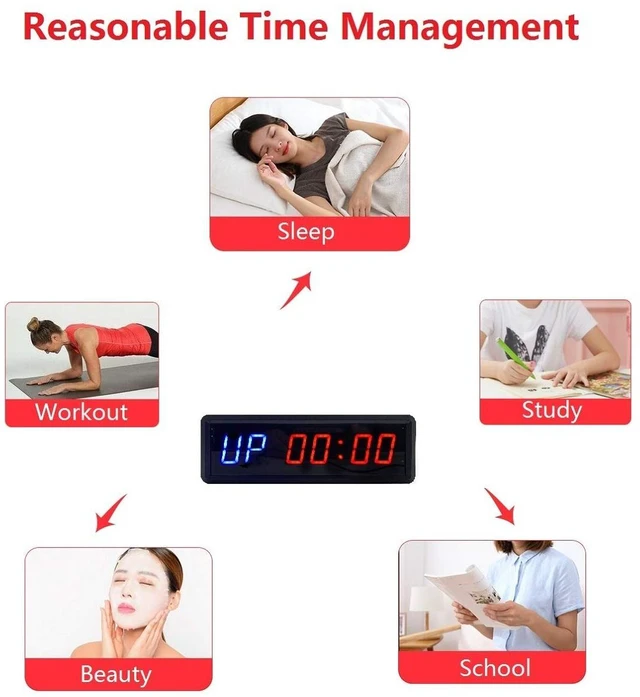 Alt view image 7 of 7 - LED Interval Timer Count Down/Up Clock Stopwatch with Remote for Home Gym Fitness Blue