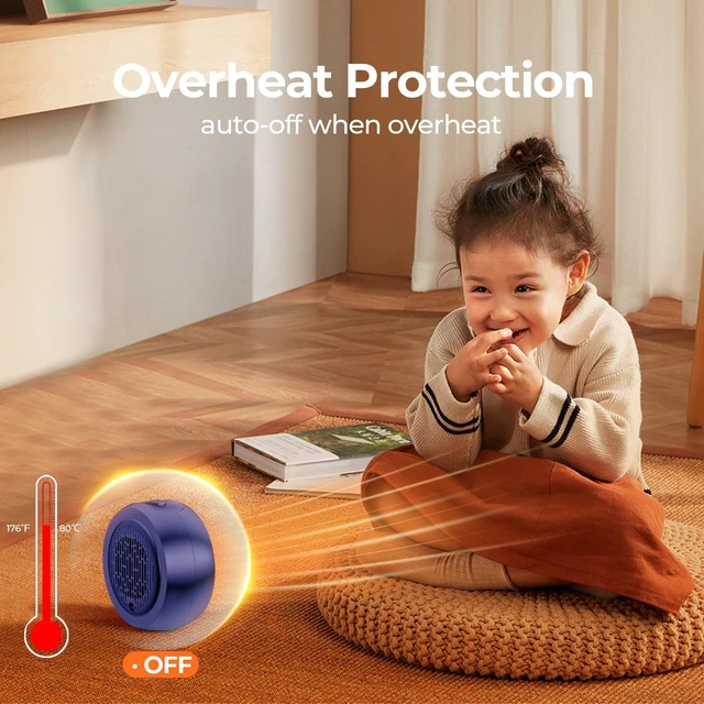 Alt view image 5 of 7 - Space Heater, Portable Electric PTC Ceramic Heaters for Indoor Use, 2S Efficient Heating, Tip-Over & Overheat Protection, Quiet Small Mini Desk Heater for Bathroom Home Office Bedroom