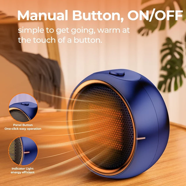 Alt view image 6 of 7 - Space Heater, Portable Electric PTC Ceramic Heaters for Indoor Use, 2S Efficient Heating, Tip-Over & Overheat Protection, Quiet Small Mini Desk Heater for Bathroom Home Office Bedroom