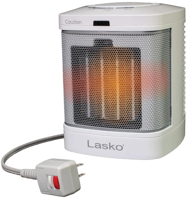Main image of 8" Ceramic Bathroom Space Heater - ALCI Safety Plug - White - CD08200 | 1500W, Timer, 2 Heat Modes, Discrete Display, Portable Heater for Office, Bedroom, Desktop, Indoor Use, Overheat Protection