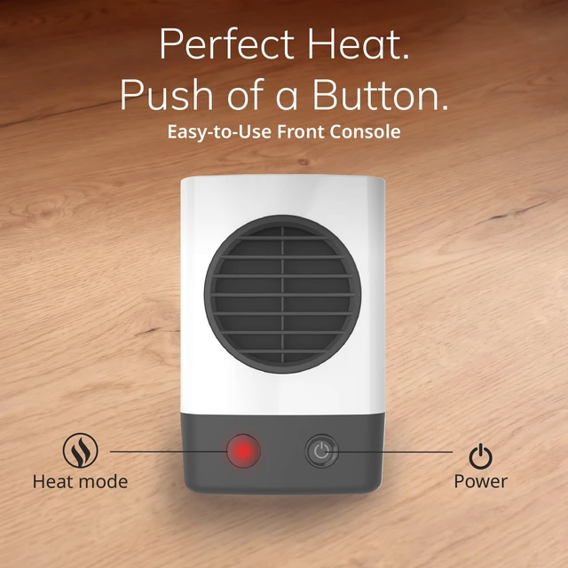Alt view image 5 of 7 - 6" MyHeat Mini Ceramic Space Heater with Easy Controls - White - 201 | 400W, 1 Heat Setting, Compact Portable Heater for Office, Bedroom, Tabletop, Desktop, and Indoor Use, Overheat Protection