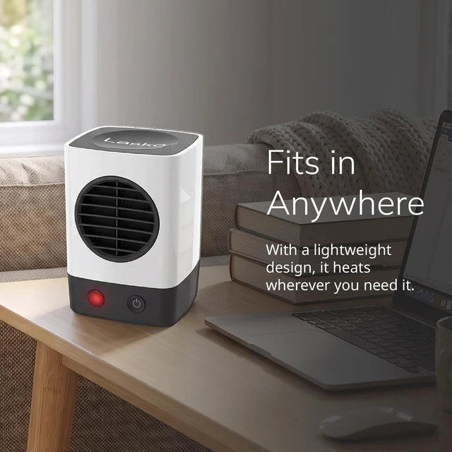 Alt view image 6 of 7 - 6" MyHeat Mini Ceramic Space Heater with Easy Controls - White - 201 | 400W, 1 Heat Setting, Compact Portable Heater for Office, Bedroom, Tabletop, Desktop, and Indoor Use, Overheat Protection