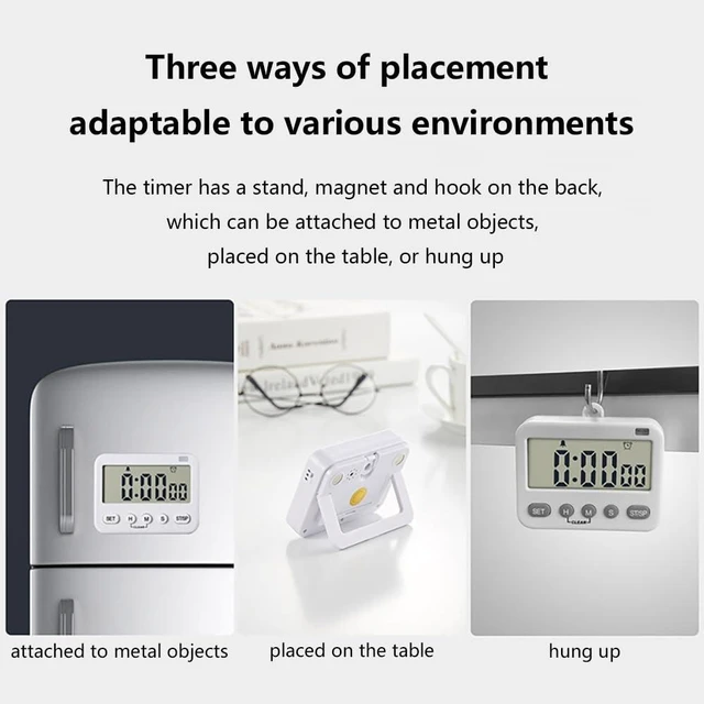 Alt view image 5 of 6 - 99 Hours Digital Timer, Silent, Sound, Vibrating, Countdown, Count Up, Loop, Alarm, Clock, Small Timer for Study, Classroom, Office, Meditation, Lab, Sleep, Desk