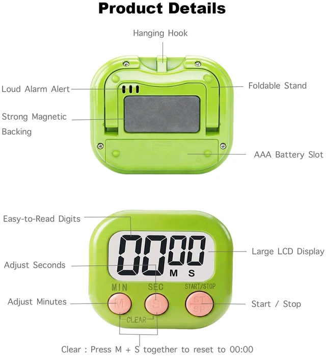Alt view image 7 of 7 - Digital Timer for Classroom Teachers Students, Magnetic Countdown Timer | Easy Timers for Kids Homework Study Kitchen Cooking Gym Game, 6 Pcs