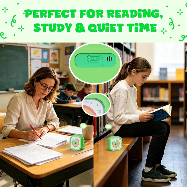 Alt view image 4 of 6 - Dinosaur Visual Timer for Kids, 60 Min Countdown, 3 Sound Modes | Cute Pomodoro rainbow timer disk timer for classroom, home study, kids desk, office desk, meetings, time management tool