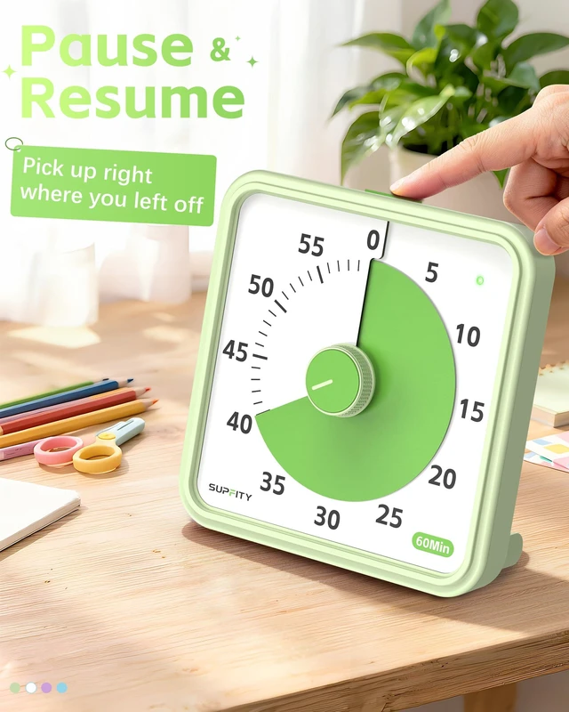 Alt view image 2 of 6 - 8-Inch Large Visual Timer for Kids 60-Minute Classroom Timer Magnetic | Countdown Timer with Pause Kickstands, Time Management Tool ADHD Timer Home School Kitchen and Office