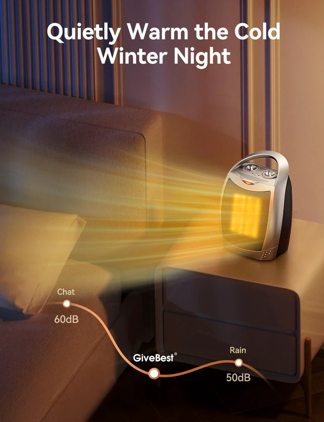 Alt view image 2 of 7 - Space Heater, Portable Space Heaters for Indoor Use | Desk Heater with Thermostat, Overheat and Tip Over Protection, 1500W/750W Safe & Quiet Ceramic Heater Fan for Office Room