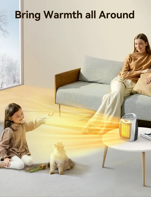Alt view image 6 of 7 - Space Heater, Portable Space Heaters for Indoor Use | Desk Heater with Thermostat, Overheat and Tip Over Protection, 1500W/750W Safe & Quiet Ceramic Heater Fan for Office Room