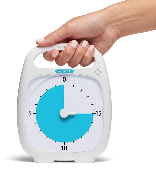 Main image of Plus 20 Minute Desk Visual Timer - Countdown Timer with Portable Handle for Classroom, Office, Homeschooling, Study Tool with Silent Operation (White)