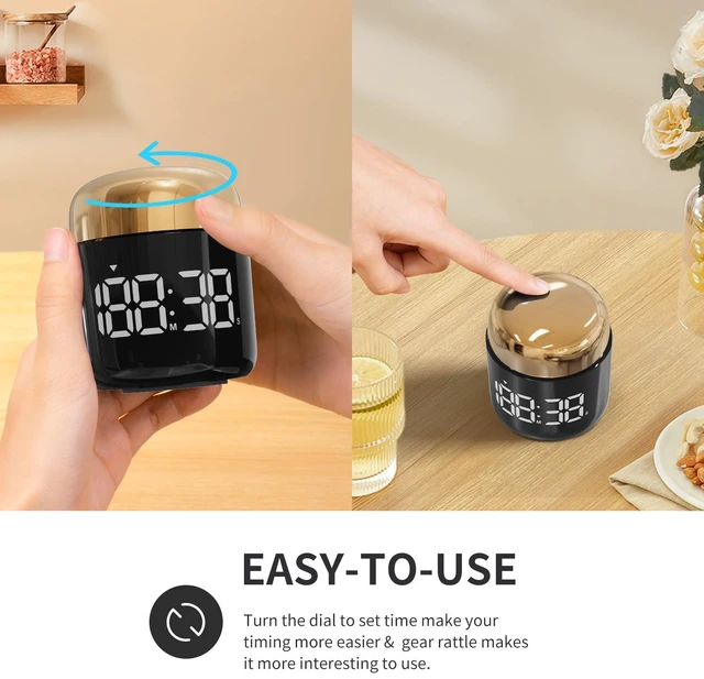 Alt view image 2 of 7 - Kitchen Timer, 360 Rotate, Countup/Countdown, LED, Volume | Memory Function Back to School Gold