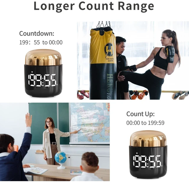 Alt view image 4 of 7 - Kitchen Timer, 360 Rotate, Countup/Countdown, LED, Volume | Memory Function Back to School Gold