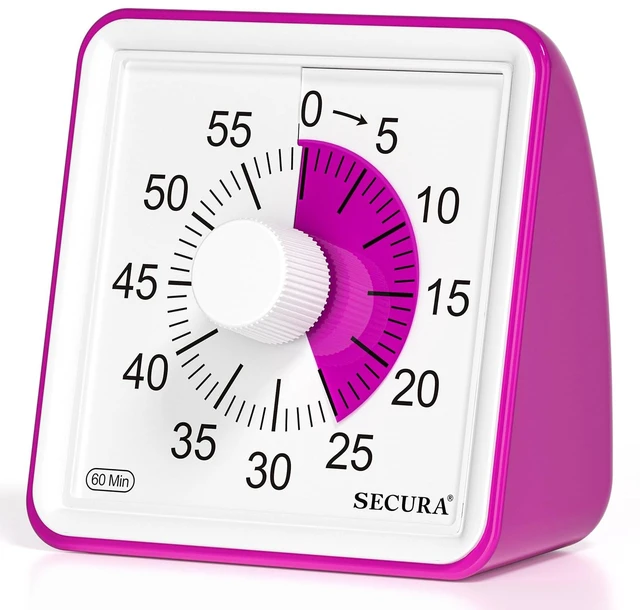 Main image of Visual Timer for Kids, 60 Minute Classroom Countdown Timer for Study | Non-Ticking, Adjustable Alarm Volume/Duration, Low Power Reminder, Time Management Tool for ADHD (Violet & Violet)