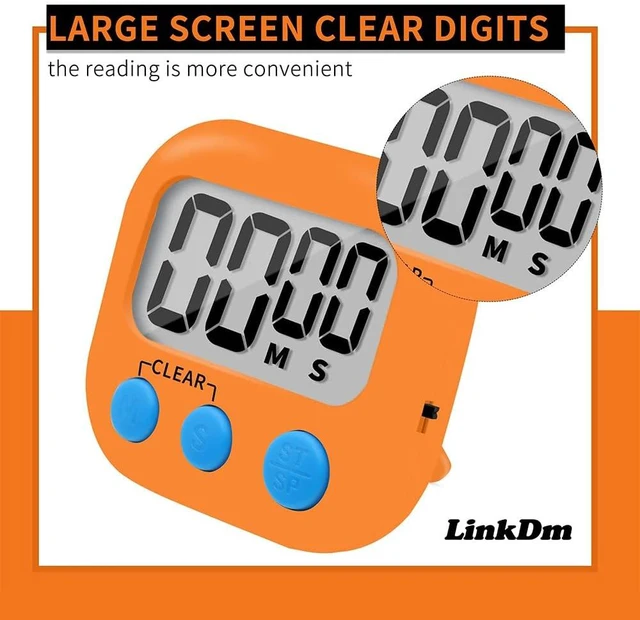 Alt view image 2 of 7 - 6 Pack Small Digital Kitchen Timer Magnetic Back and ON/Off Switch,Minute Second Count Up Countdown (Multicolored)