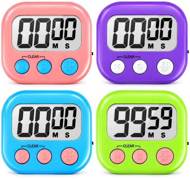 Main image of Digital Timer for Kids Teacher Supplies Classroom Timer for Study Learning Management Kitchen Work Exercise-4Pack Pink Blue Green Purple