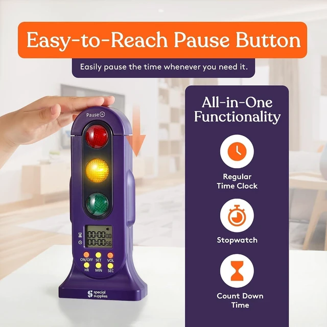 Alt view image 5 of 7 - Stoplight Audio Visual Timer for Kids with Lights and Stopwatch Timer - Home and Classroom Timer for Time Management and Routines - Ages 3+