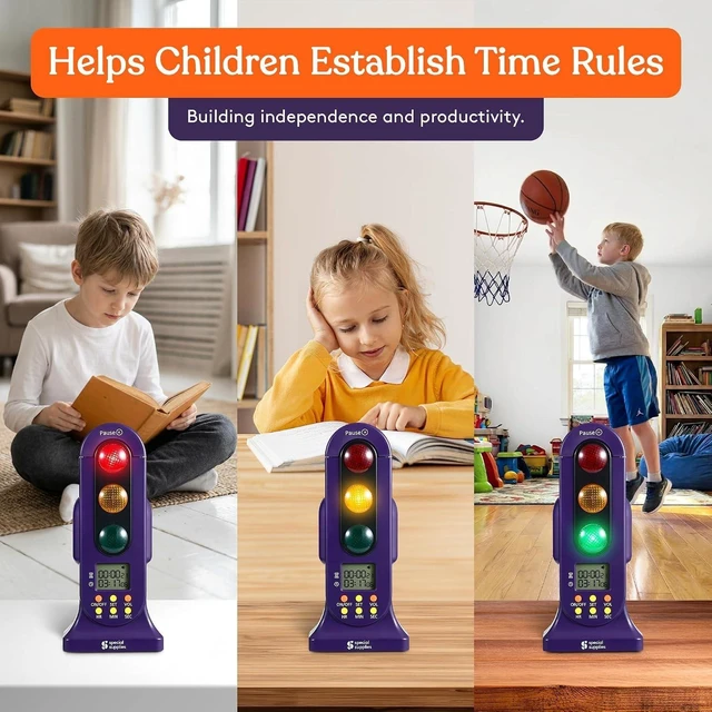 Alt view image 6 of 7 - Stoplight Audio Visual Timer for Kids with Lights and Stopwatch Timer - Home and Classroom Timer for Time Management and Routines - Ages 3+