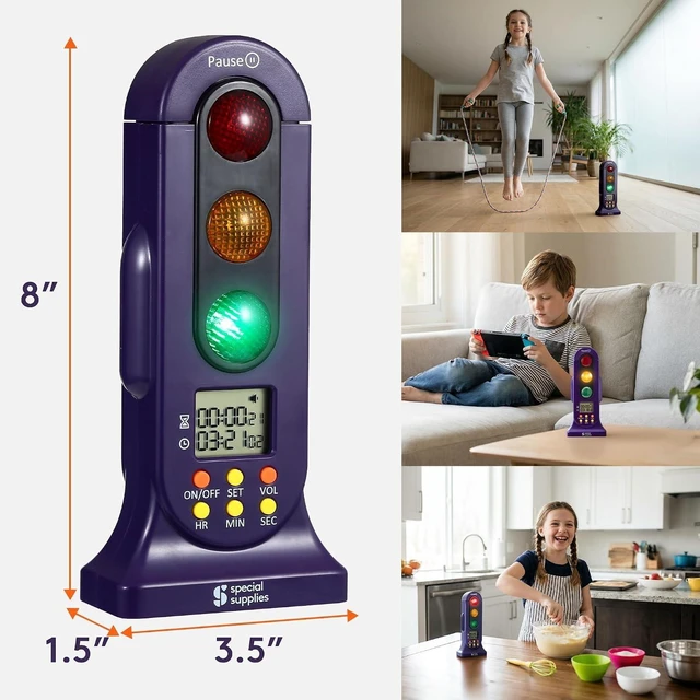 Alt view image 7 of 7 - Stoplight Audio Visual Timer for Kids with Lights and Stopwatch Timer - Home and Classroom Timer for Time Management and Routines - Ages 3+
