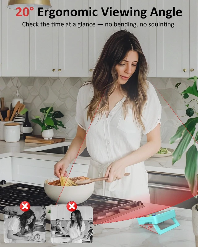 Alt view image 3 of 7 - Digital Kitchen Timer with 4 Channel, Loud Alarm and Silent Mode | Magnetic Cooking Timer with Count Up & Countdown for Kids and Seniors, Large Display to Read, Auto Memory, Battery Included