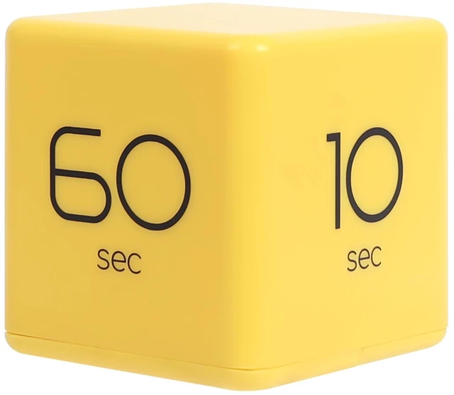 Main image of Cube Timer, Flip, Block, Productivity, Time Management (Yellow) | 10/20/30/60 Sec Countdown Timer, Battery Operated, 2-Level Alarm Vol, Easy to Use, ADHD, Exercise, Study, Cooking