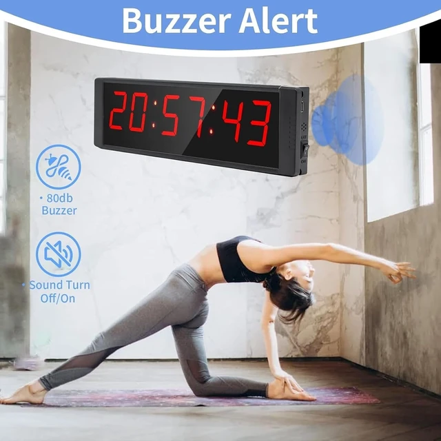 Alt view image 6 of 6 - Large Stopwatch with Start/Stop Button, LED Digital Timer with Remote, Countdown Clock with Buzzer, Gym Clock for Home Gym, Interval Timer for Workout, Plug in (with Stand)
