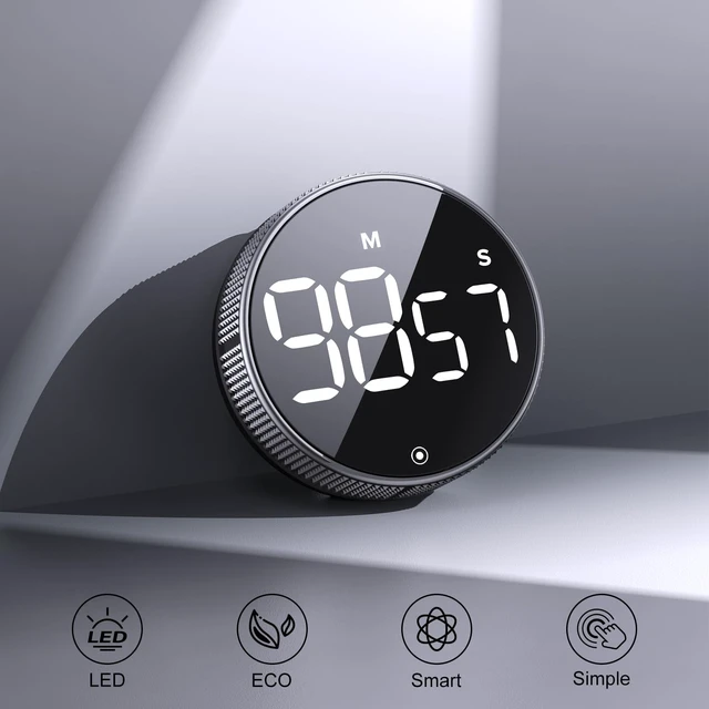 Alt view image 2 of 7 - Kitchen Timer with LED Digital Display Smart Efficana for Home Classroom Gym Office, Volume and Brightness Adjustable Productivity Timer (Silvery)