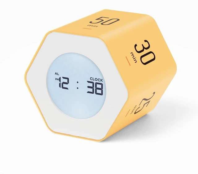 Main image of Multi-Hexagon Clock Timer, Cube, Backlight, Countup/Down (Yellow) | 6 Preset Times, Productivity Timer, 12/24H Clock, Battery Operated, Sound/Mute, Easy to Use, Exercise, Study, Cooking, Work