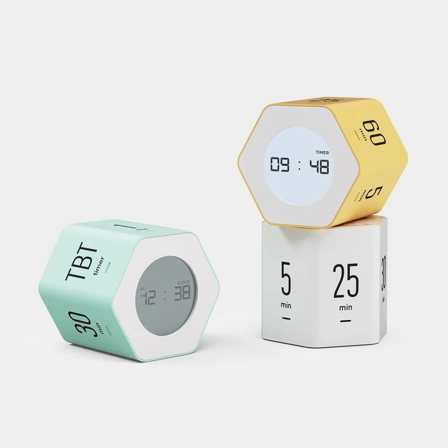 Alt view image 7 of 7 - Multi-Hexagon Clock Timer, Cube, Backlight, Countup/Down (Yellow) | 6 Preset Times, Productivity Timer, 12/24H Clock, Battery Operated, Sound/Mute, Easy to Use, Exercise, Study, Cooking, Work