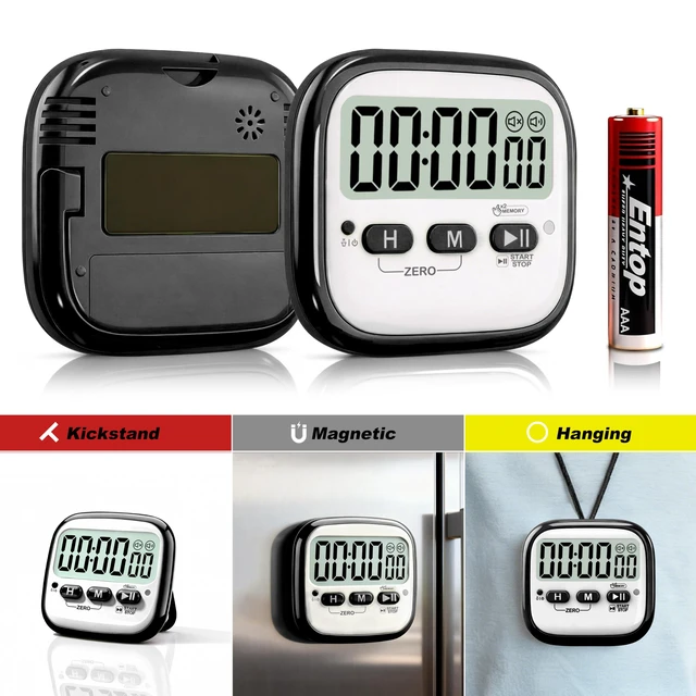 Alt view image 7 of 7 - 2-Pack Magnetic Kitchen Timers for Cooking, Digital Stop Watch Countdown Timer for Kids, Teachers, Classroom, Office, Exercise - Battery Included