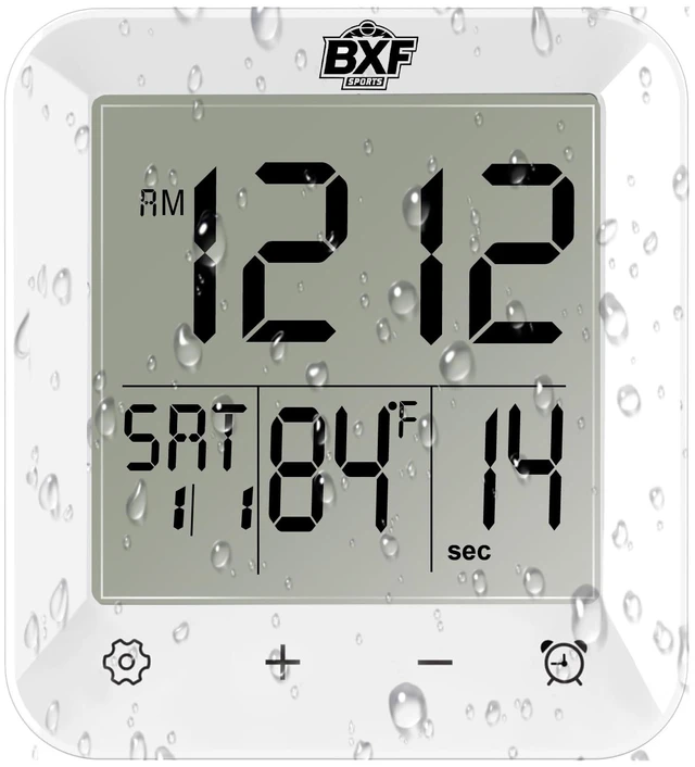 Main image of Digital Shower Clock Waterproof,Bathroom Extra Large LCD Screen Wall Clock Timer,Countdown,Moisture Proof,Anti Splash,Display Temperature,Time,Date and Week,Suction Cup,Hanging,Hole Stand