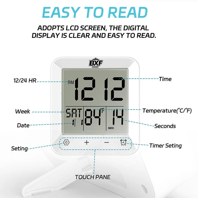 Alt view image 3 of 7 - Digital Shower Clock Waterproof,Bathroom Extra Large LCD Screen Wall Clock Timer,Countdown,Moisture Proof,Anti Splash,Display Temperature,Time,Date and Week,Suction Cup,Hanging,Hole Stand