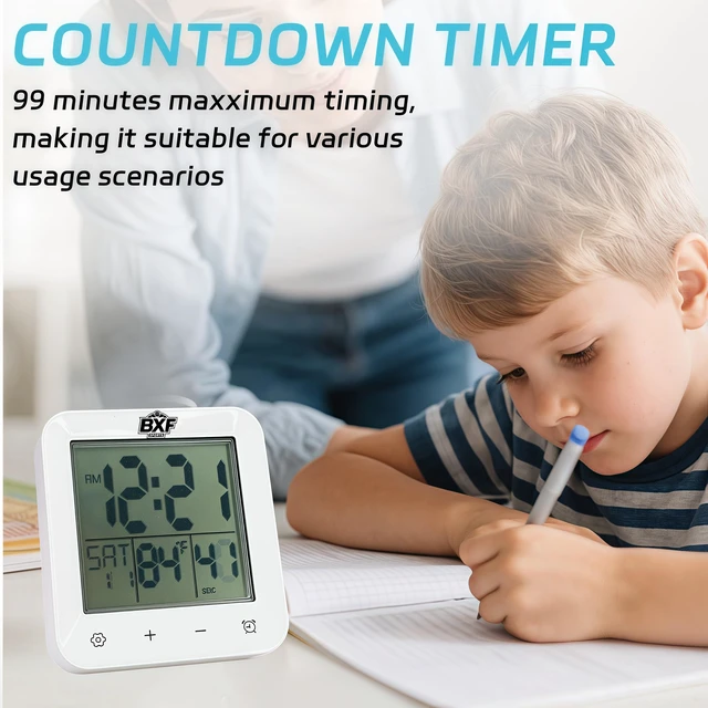 Alt view image 4 of 7 - Digital Shower Clock Waterproof,Bathroom Extra Large LCD Screen Wall Clock Timer,Countdown,Moisture Proof,Anti Splash,Display Temperature,Time,Date and Week,Suction Cup,Hanging,Hole Stand