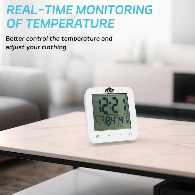 Alt view image 5 of 7 - Digital Shower Clock Waterproof,Bathroom Extra Large LCD Screen Wall Clock Timer,Countdown,Moisture Proof,Anti Splash,Display Temperature,Time,Date and Week,Suction Cup,Hanging,Hole Stand