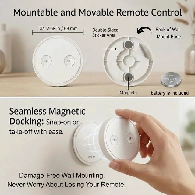 Alt view image 8 of 8 - Mini Remote Control Outlet Plug Adapter, 656ft Range Wireless Light Switch for Household Appliances, No Hub Required, 10A/1100W, White
