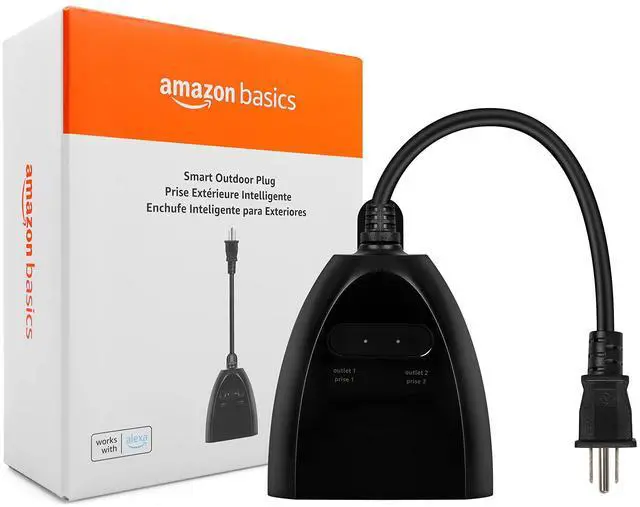Alt view image 6 of 6 - Outdoor Smart Plug with 2 Individually Controlled Outlets, Works with Alexa Only, Voice Control, Weather Resistant, 2.4 GHz Wi-Fi, No Hub Required, Black