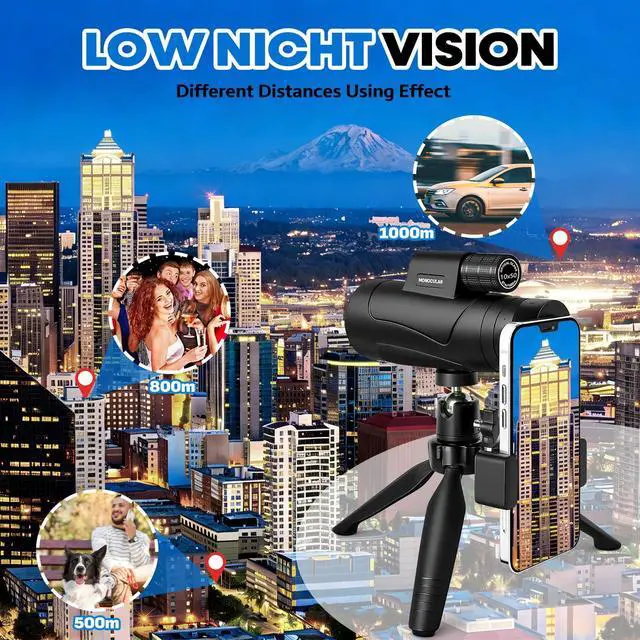 Alt view image 8 of 8 - 80x100 Monocular Telescope High Powered for Smartphone HD Monoculars for Adults with Adapter/Tripod for Bird Watching Camping Hiking Traveling Outdoor Wildlife-2026 Update