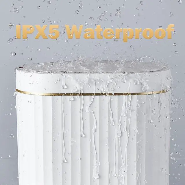 Alt view image 12 of 14 - Bathroom Trash Can with Lid 2 Gallon Sensor Garbage Can, Automatic Trash Bin, Motion Sensor Trash Can, IPX5 Waterproof Plastic Wastebasket for Bathroom, Bedroom, Kitchen, Office, White Gold