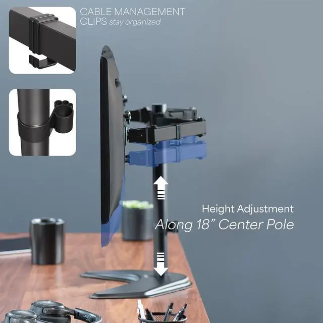 Alt view image 13 of 14 - STAND-V002F Dual LED LCD Monitor Free-Standing Desk Stand for 2 Screens up to 27 Inch Heavy-Duty Fully Adjustable Arms with Max VESA 100x100mm