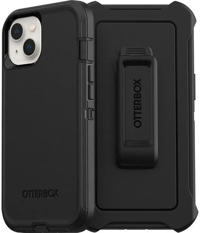 Alt view image 7 of 12 - iPhone 13 (ONLY) Defender Series Case - Black, Rugged & Durable, with Port Protection, Includes Holster Clip Kickstand